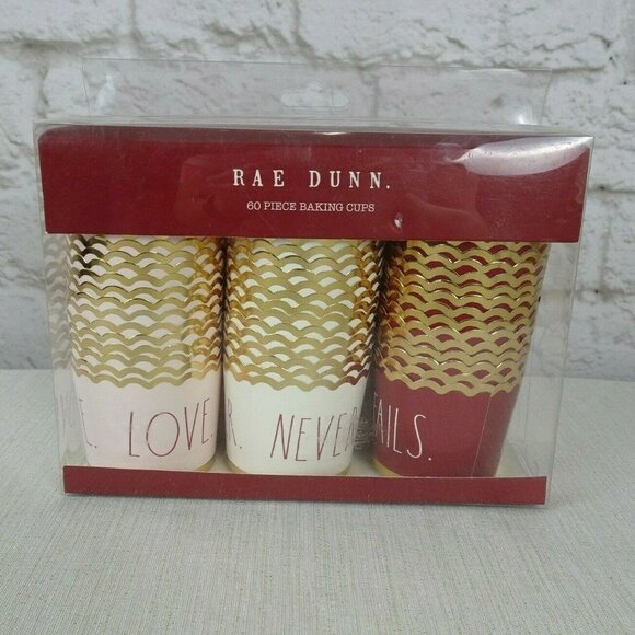 💰3/$25 New Rae Dunn Baking Cups 60-PC Love Never Fails New - Picture 1 of 6